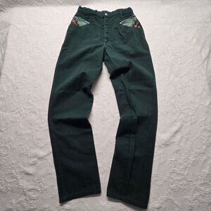 Roper Bareback Green Aztec Jeans 11 12 Cowgirl Western Rodeo USA Pants Vintage
